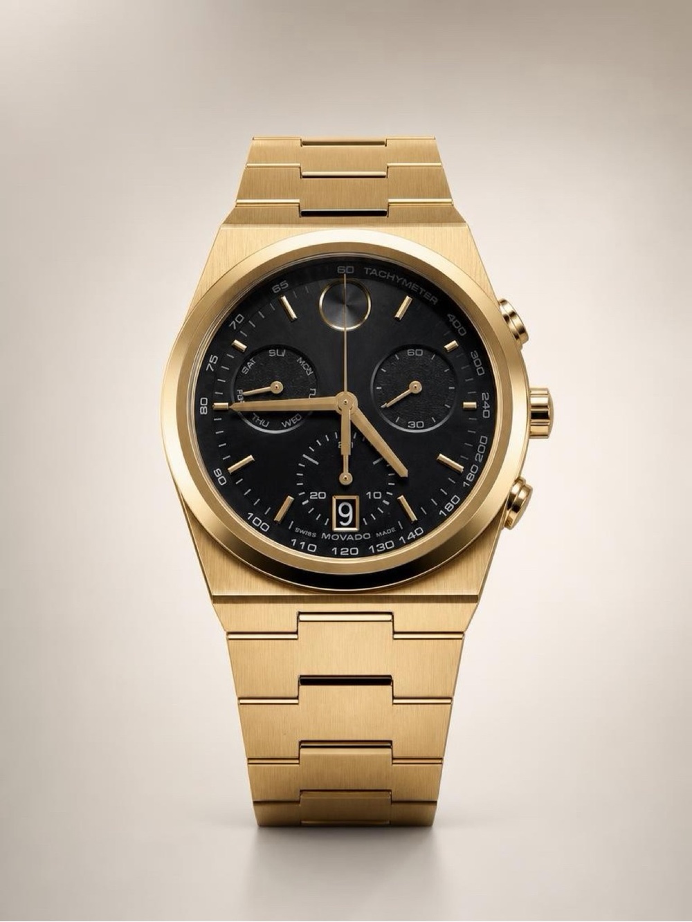 Movado Bold Quest Series Men's Gold Tone Stainless Steel Watch $895MSRP NEW!1110